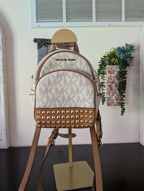 Michael Kors Mini Backpack with Gold Studs 4 In One